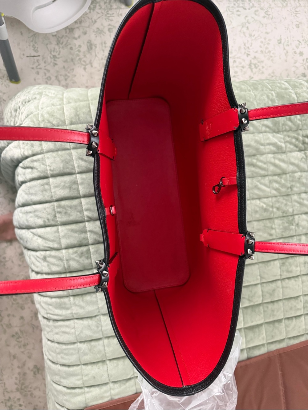 Black and Red Christian Louboutin Studded Tote Bag - Picture 5 of 9